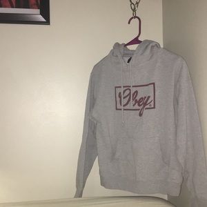 Grey and burgundy OBEY hoodie